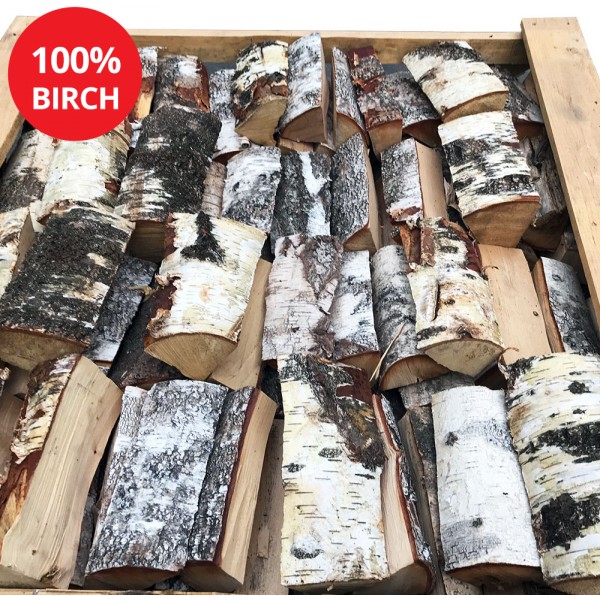 Kiln Dried Firewood Logs - 100% Birch - Large Crate - Equivalent to approx 3.5 bulk bags. Crate size 1500 H x 1050 W x 1100 D - WS601/00001