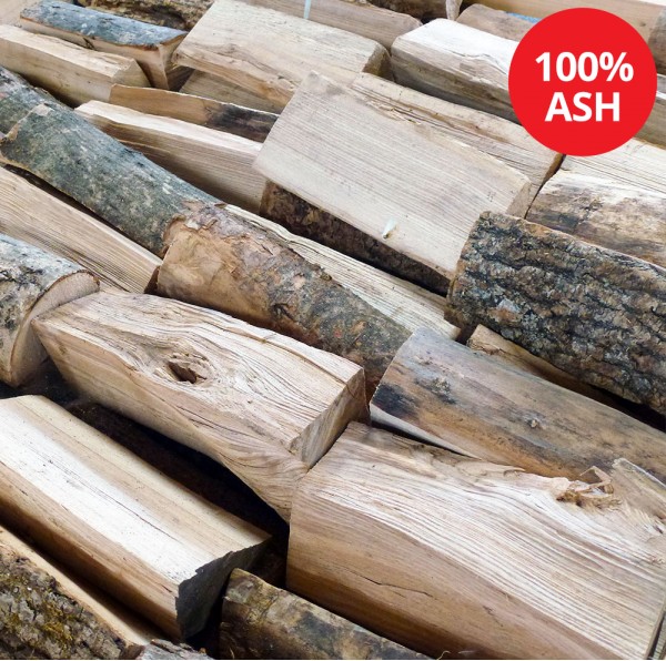 Kiln Dried Firewood Logs - 100% Ash - Medium Crate - Equivalent to approx 2.5  bulk bags . Crate size 1200 H x 1150 W x 1100 D - WS601/00001